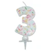 Bursdagslys med dryss 7 cm - Tallet 3