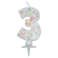Bursdagslys med dryss 7 cm - Tallet 3