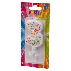 Bursdagslys med dryss 7 cm - Tallet 3