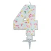 Bursdagslys med dryss 7 cm - Tallet 4