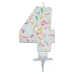 Bursdagslys med dryss 7 cm - Tallet 4