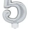 Bursdagslys Sølv 8 cm - Tallet 5