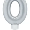 Bursdagslys Sølv 8 cm - Tallet 0