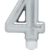 Bursdagslys Sølv 8 cm - Tallet 4