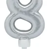 Bursdagslys Sølv 8 cm - Tallet 8