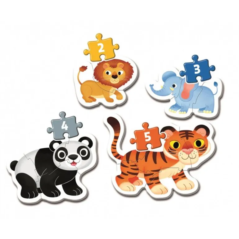 Clementoni Super Color Mitt Første Puslespill 2-3-4-5 Brikker - Ville Dyr