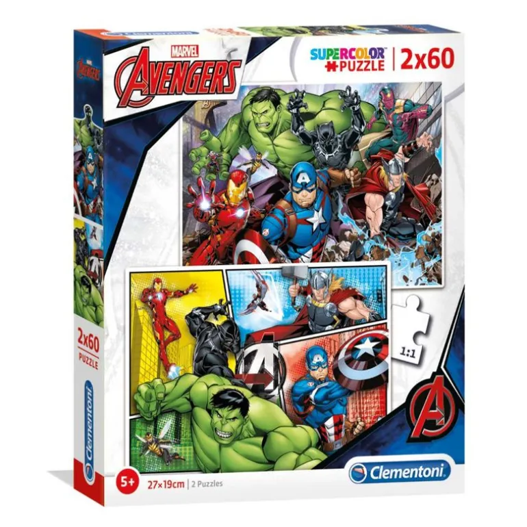 Clementoni Super Color Puslespill 2x60 Brikker - Marvel: Avengers