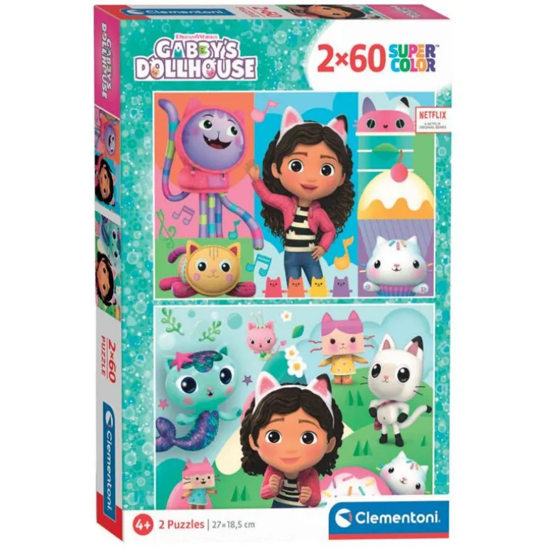 Clementoni Super Color Puslespill 2x60 Brikker - Gabby’s Dollhouse