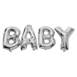 Folie Ballong 40 cm - Baby (sølv)