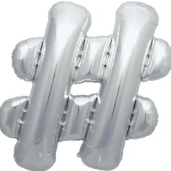 Folie ballong 41 cm - Sølv Hashtag #