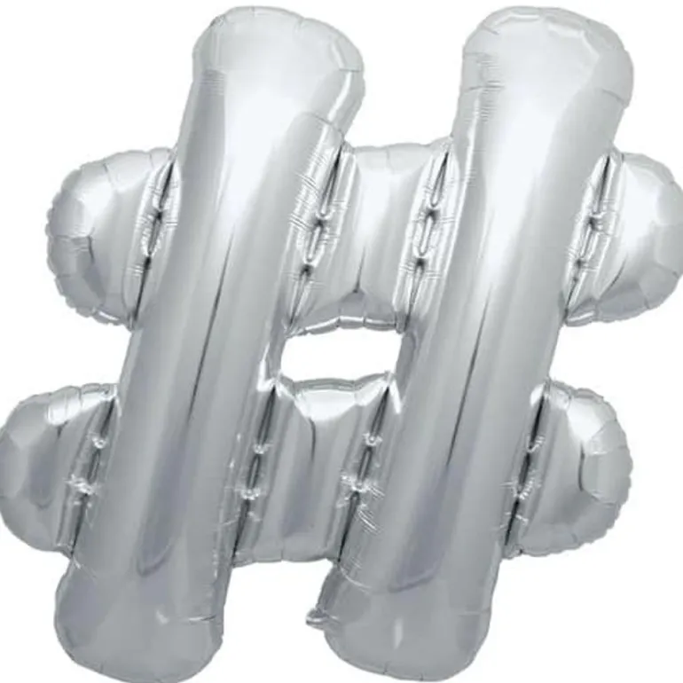 Folie ballong 41 cm - Sølv Hashtag #