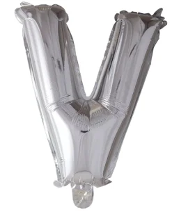 Folie ballong Sølv 41 cm - Bokstaven V