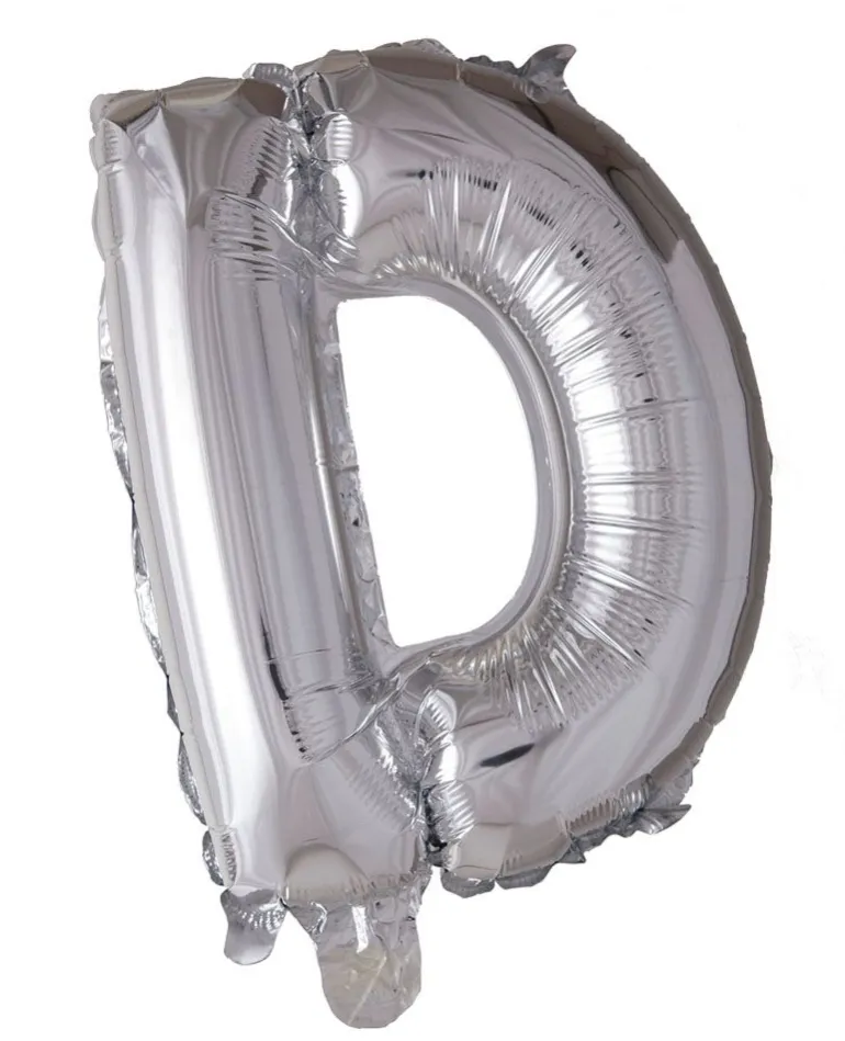 Folie ballong Sølv 41 cm - Bokstaven D