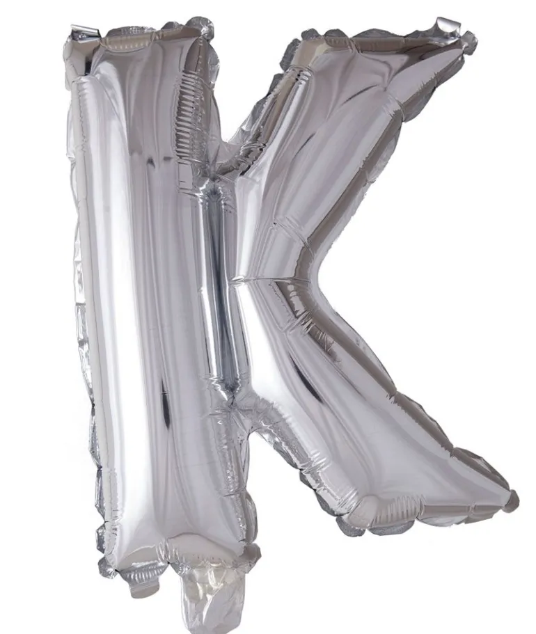 Folie ballong Sølv 41 cm - Bokstaven K