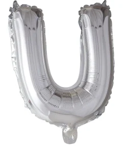 Folie ballong Sølv 41 cm - Bokstaven U