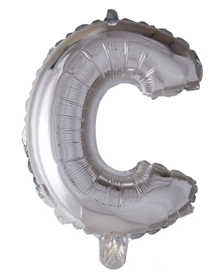 Folie ballong Sølv 41 cm - Bokstaven C