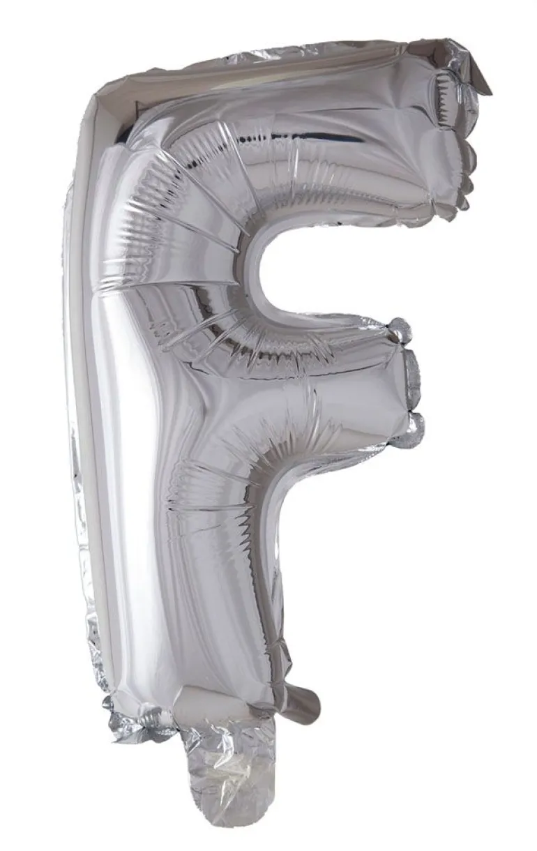 Folie ballong Sølv 41 cm - Bokstaven F