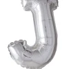 Folie ballong Sølv 41 cm - Bokstaven J