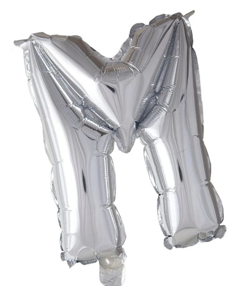 Folie ballong Sølv 41 cm - Bokstaven M
