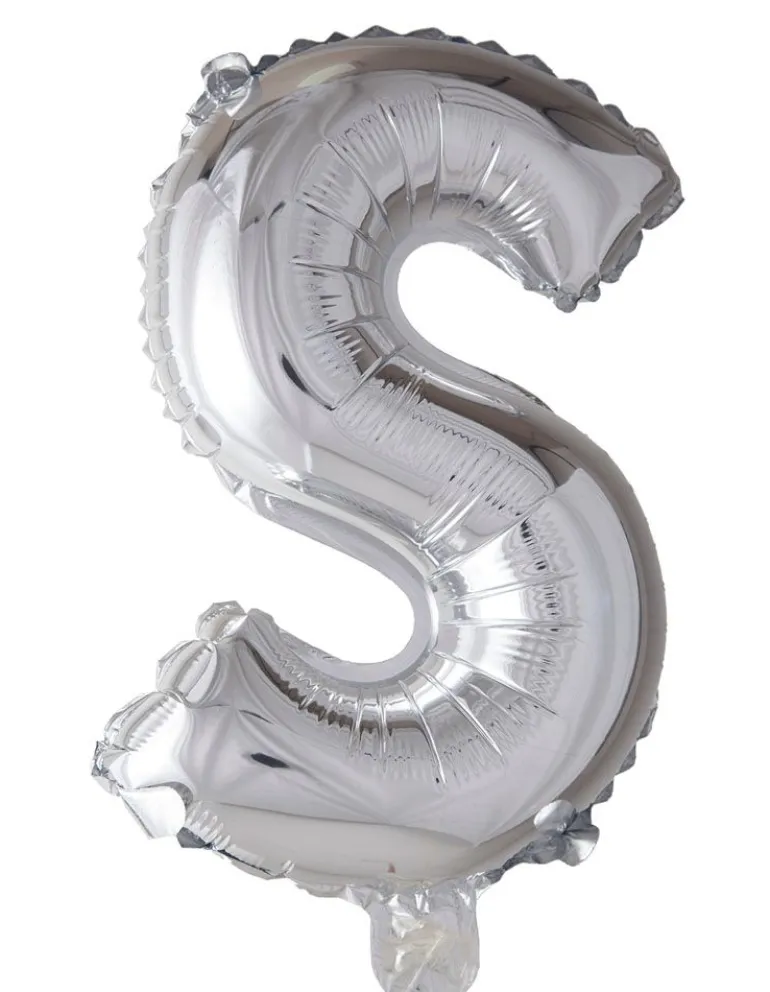 Folie ballong Sølv 41 cm - Bokstaven S