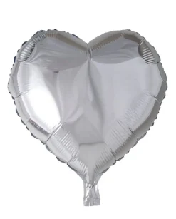 Folie ballong Sølv 46 cm - Hjerte