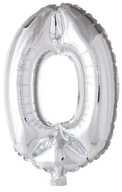 Folie ballong Sølv 102 cm - Tallet 0