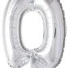 Folie ballong Sølv 41 cm - Tallet 0