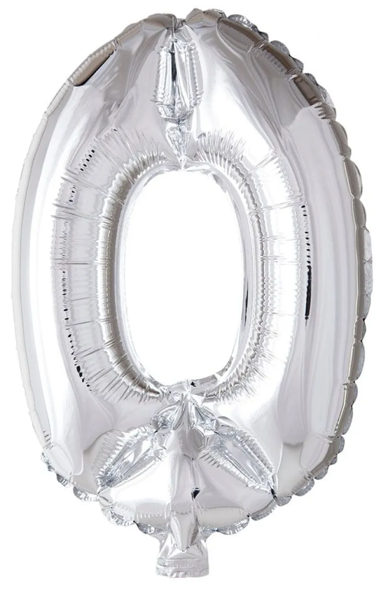 Folie ballong Sølv 41 cm - Tallet 0