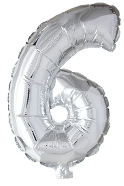 Folie ballong Sølv 41 cm - Tallet 6