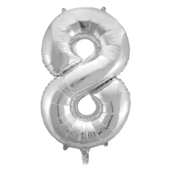 Folie Ballong Sølv 86 cm - Tallet 8