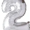 Folie ballong Sølv 41 cm - Tallet 2