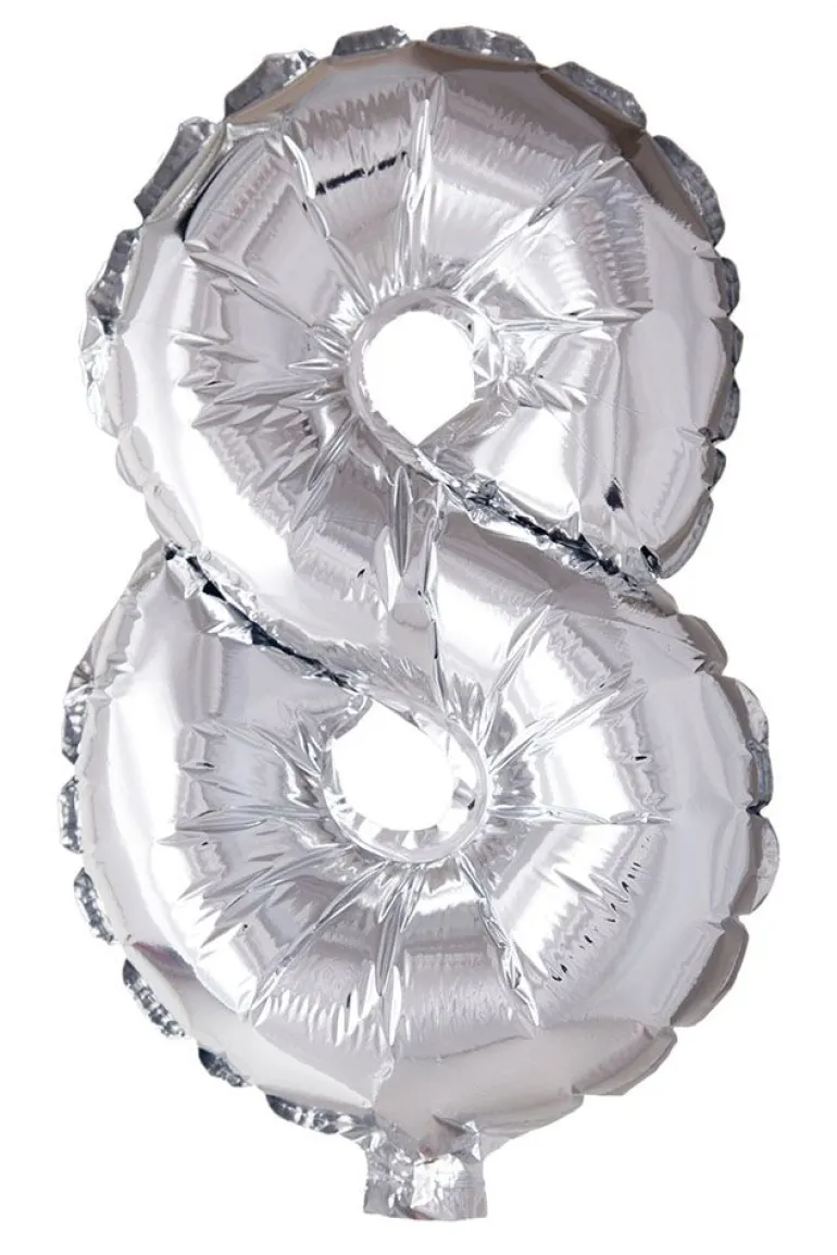 Folie ballong Sølv 102 cm - Tallet 8