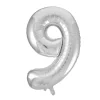 Folie Ballong Sølv 86 cm - Tallet 9