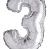 Folie ballong Sølv 41 cm - Tallet 3