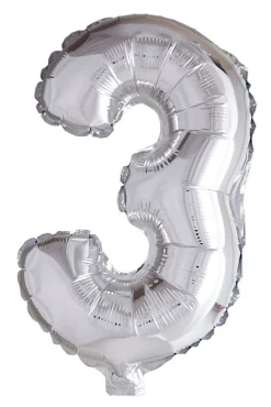 Folie ballong Sølv 41 cm - Tallet 3