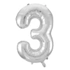 Folie Ballong Sølv 86 cm - Tallet 3
