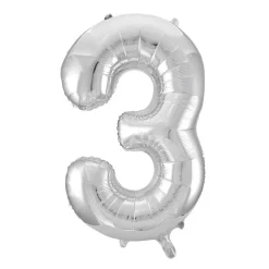 Folie Ballong Sølv 86 cm - Tallet 3