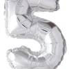 Folie ballong Sølv 41 cm - Tallet 5
