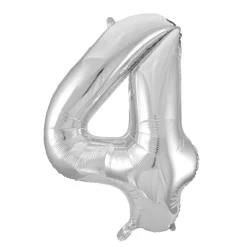 Folie Ballong Sølv 86 cm - Tallet 4
