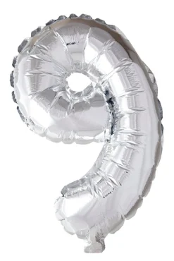Folie ballong Sølv 102 cm - Tallet 9