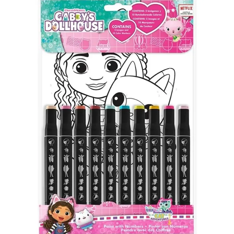Gabby's Dollhouse Tegnesett m/ 10 tusjer og 2 motiver