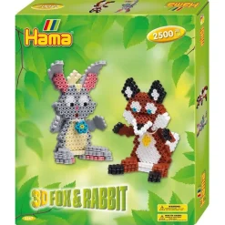 Hama Midi 3D Perlesett i eske 2500 perler - Rev & Kanin