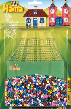 Hama Midi Perlesett m/ 2000 perler og perlebrett - Bygninger