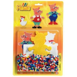 Hama Midi Perlesett m/ 1100 perler og perlebrett - Gårdsdyr