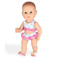 Heless Dukkeklær 28-35 cm - Bikini med badesko med Flamingomotiv