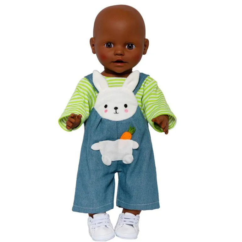 Heless Dukkeklær 28-35cm - "Bunny Lou" Snekkerbukse og Stripete Genser