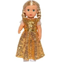 Heless Dukkeklær 28-35cm - Glamorøs Kjole i Gull