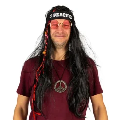 Hippie Utkledning Kit m/ pannebånd, briller og halskjede