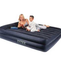 Intex Airbed hevet Queen size med el-pumpe og putestøtte 152x203x42 cm