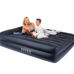 Intex Airbed hevet Queen size med el-pumpe og putestøtte 152x203x42 cm